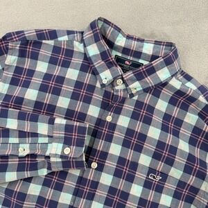 Vineyard Vines Slim Fit Tucker Shirt Mens Plaid Button Down Cotton Size‎ Large